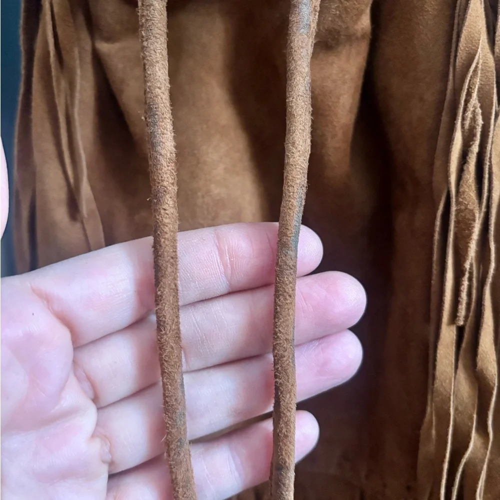 Antik Batik Gorgeous 100% leather Suede Honey- Brown Fringed Shoulder Bag - Picture 6 of 7